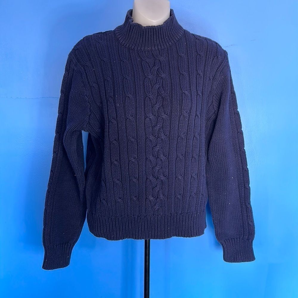 Old Navy Women’s Size XL Cable Knit Sweater Long Sleeve Dark Blue